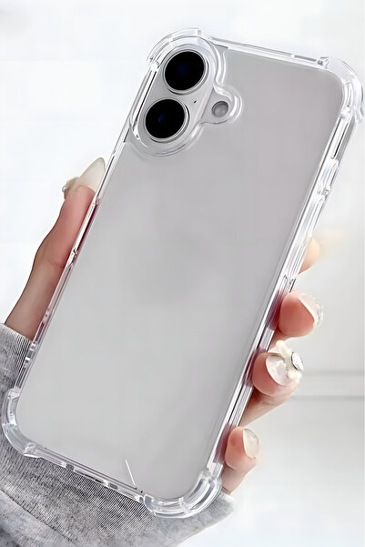 Fibaks Apple iPhone 16 Plus Kılıf Airbag Crystal Sert Pc Antishock Darbe Emic...