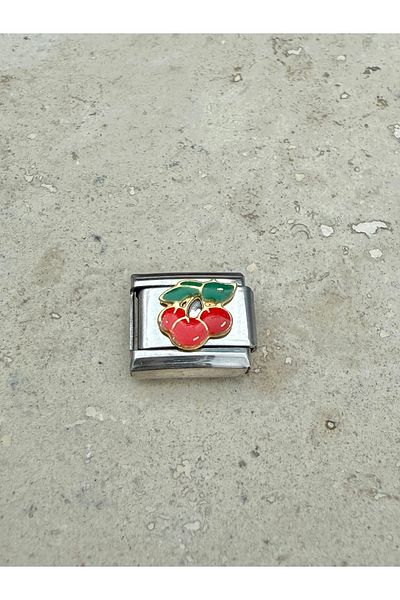 Snartun Cherry Figured Steel Charm I - Italian Steel Bracelet Charm