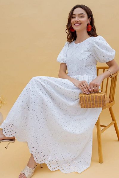 SUN STYLE Εισαγόμενο Προσαρμοσμένο Σχέδιο Μπαλόνι Φόρεμα με ανοιχτή πλάτη με επένδυση