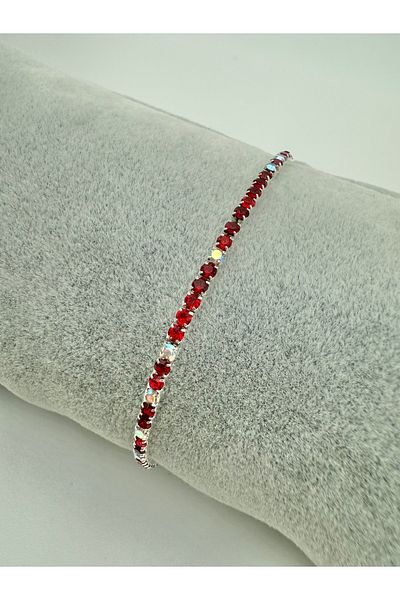 Snartun Red - Claret Red Zircon Stone Sparkling Elastic Bracelet
