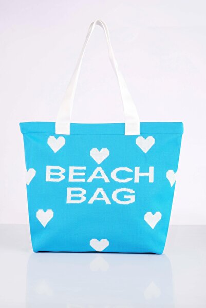 Sebir Moda Пляжна сумка з трикотажу з серцевим візерунком