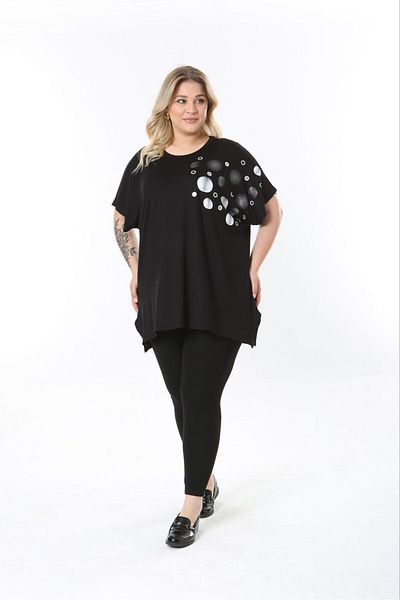 tıgersıze Women's Large Size Oversize Model Patterned Soft Fabric Viscos Bluz