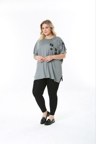 tıgersıze Women's Plus Size Oversized Loose Cut Patterned Soft Fabric Viscose Blouse