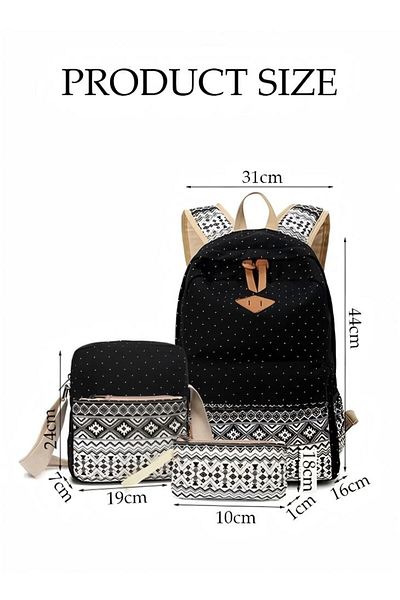Generic Three-piece Japanese Style Girl Student School Bag Casual Canvas Backpack Mother-child Bag Lunch Bag