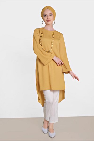 Alvina 4413 Model Asymmetrical Cut Loose Tunic