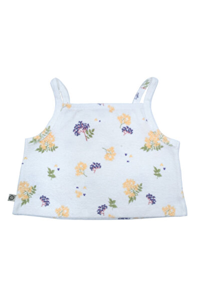 Ozmoz Strappy Crop Girl's Blouse - Organic Patterned and Towel Fabric