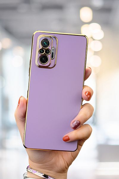 Fibaks حافظة هاتف Redmi Note 10 Pro ذات حافة لامعة ومطرزة باللون الذهبي