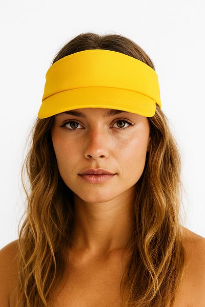 ZERAMİNE Yellow Visor Hat Uv Protective Visor Tennis Hat Adjustable Back
