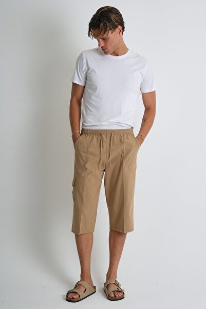 Dechers Erkek Kargo Cep %100 Pamuk Keten Görünümlü Kapri E207