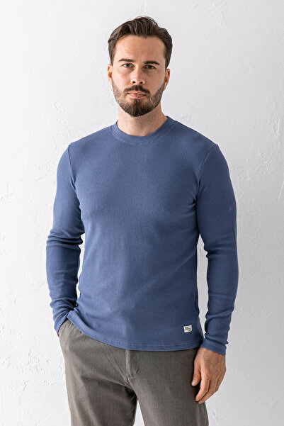 JB John Borners Ανδρικό μακρυμάνικο μπλουζάκι με λαιμόκοψη Slim Fit Stretchy Waffle Fabric - 5073-2