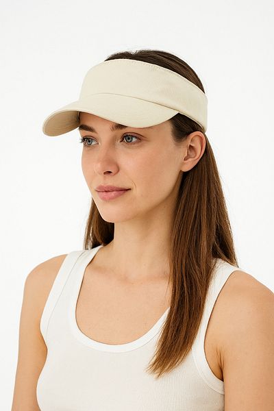 ZERAMİNE Cream Visor Hat Uv Protective Visor Tennis Hat Adjustable Back