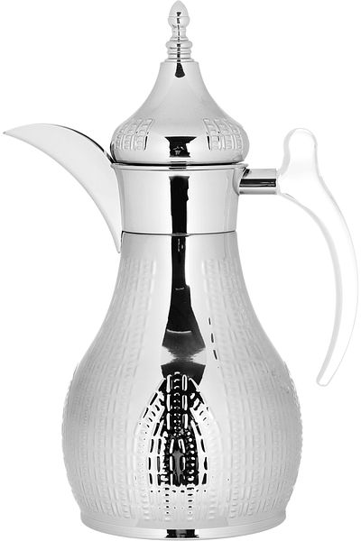 Alsaif Gallery Haila Thermos Set, Silver, Engraved, Transparent Handle, Two Pieces