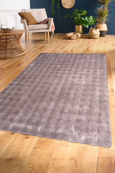 dekozer Puffy Bubble Bej Peluş Halı Ve Yolluk | Kaymaz Tabanlı, Ekstra Yumuşa...