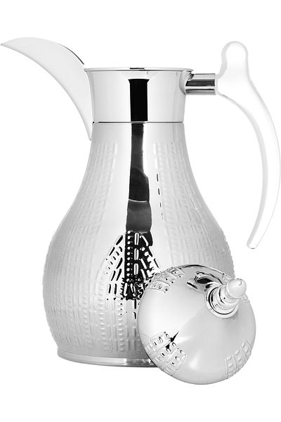 Alsaif Gallery Haila Thermos Set, Silver, Engraved, Transparent Handle, Two Pieces