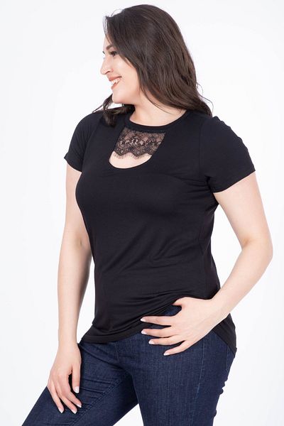 MYLİNE Lace Collar Detailed T-Shirt