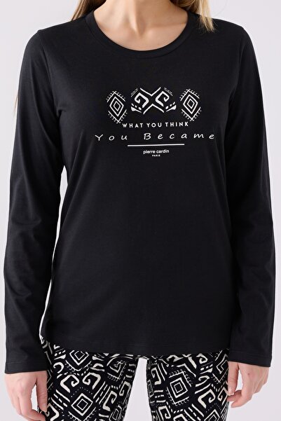 Pierre Cardin Black Single Jersey Double Pajama Set