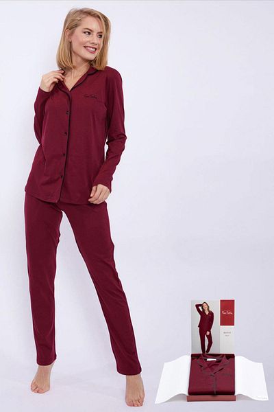 Pierre Cardin 50% Cotton 50% Modal Front Buttoned Women's Pajama Set