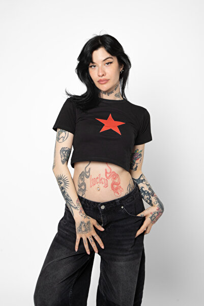 Sekizbiraltı Crvena zvezda Štampano Crna Skraćeni kroj Lopta