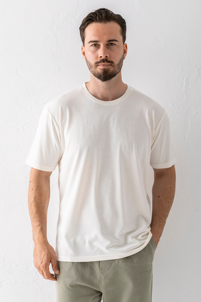 JB John Borners Ανδρικό μπλουζάκι Crew Neck Basic με απαλή υφή εκρού - 2924