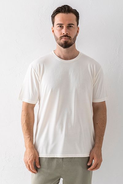 JB John Borners Men's Crew Neck Basic Soft Textured T-Shirt Ecru - 2924