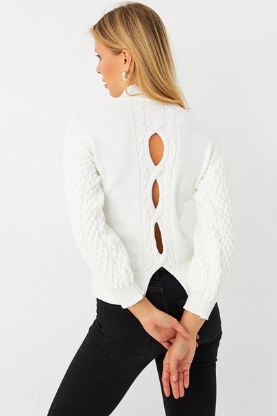 Cool & Sexy Women's Ecru Sweater - Window, Se4 Model