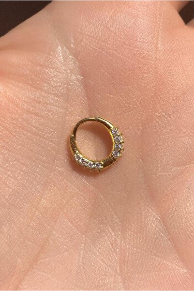 Spossy Silver Jewelry Taşlı Halka Piercing Küpe