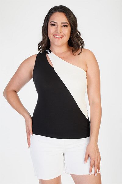 MYLİNE One Shoulder Ribbed Crop Top