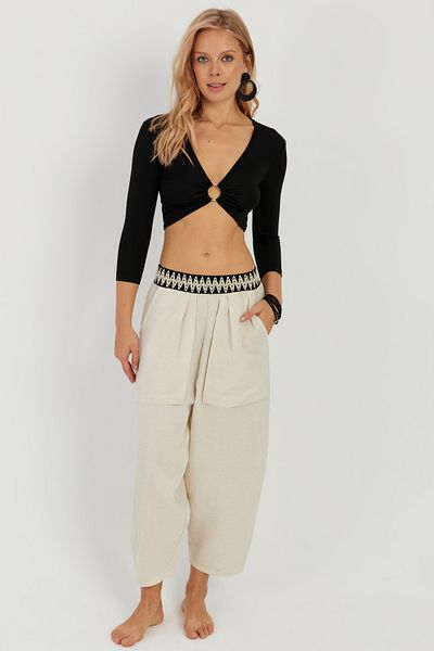 Cool & Sexy Dámské kalhoty Ecru Pocket Shalwar ÖM1203