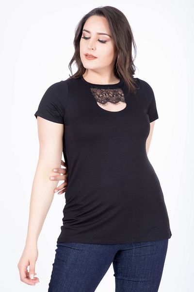 MYLİNE Lace Collar Detailed T-Shirt