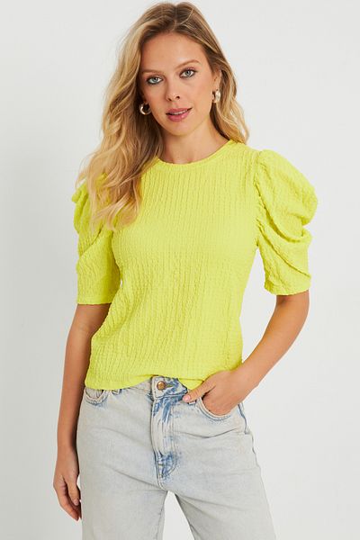 Cool & Sexy Γυναικεία Wrap Μπλούζα Neon Yellow AYD282
