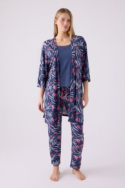 Pierre Cardin Triple Pajama Set Purple - Single Jersey - 3 Piece Set