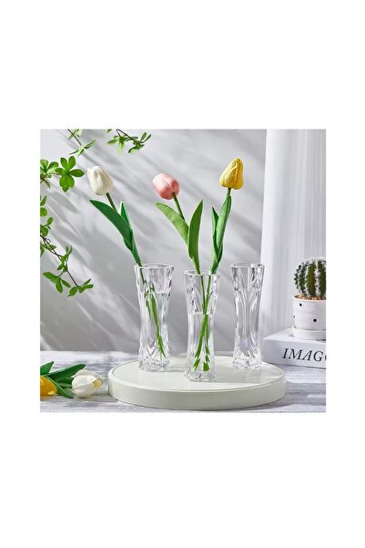 BOHONEST مزهرية ديكور 1 قطعة مزهرية صغيرة الحجم 16 سم مزهرية زجاجية شفافة