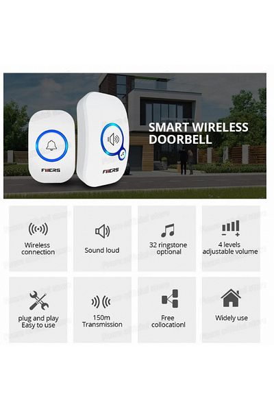 Choice European Standard 1 Receiver 2 Button Fuers Wireless Doorbell Waterproof Door Chime Kit Welcome Chim