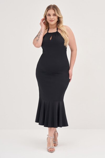 MYLİNE Boyundan Bağlamalı Vücuda Oturan Elbise