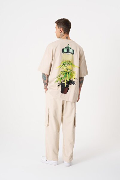 Machinist Ανδρικό μπλουζάκι Herb Machinist Oversize ανοιχτό μπεζ