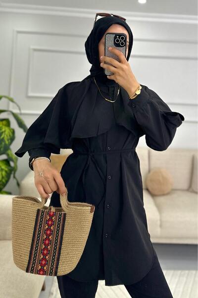 HİFADEN Γυναικείο πουκάμισο με κασκόλ και λεπτομέρεια με λαιμόκοψη, Μέγεθος:1.67 KG:62 S/M Όπως φαίνεται στην εικόνα