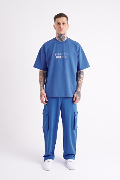 Machinist Ανδρικό μπλουζάκι Lost in Dream με στάμπα Oversize γαλάζιο