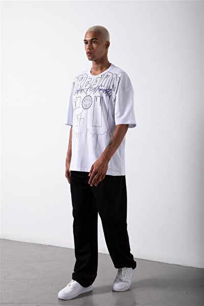 Machinist Чоловіча бавовняна футболка Oversize білого кольору з принтом Oregon 20