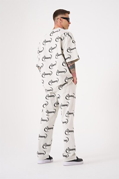 Machinist Ανδρικό μπλουζάκι με στάμπα, υπερμεγέθη, εκρού