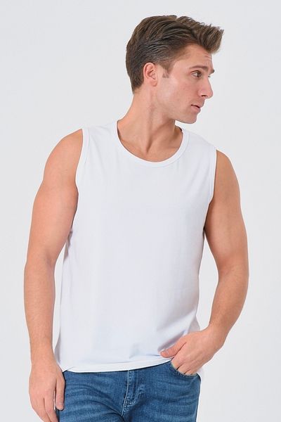 BRAINWEAR Cotton Lycra Flexible Men's Athlete Tank Top – Wide Collar - Fitness & Beach & Casual & Underwear Compatible