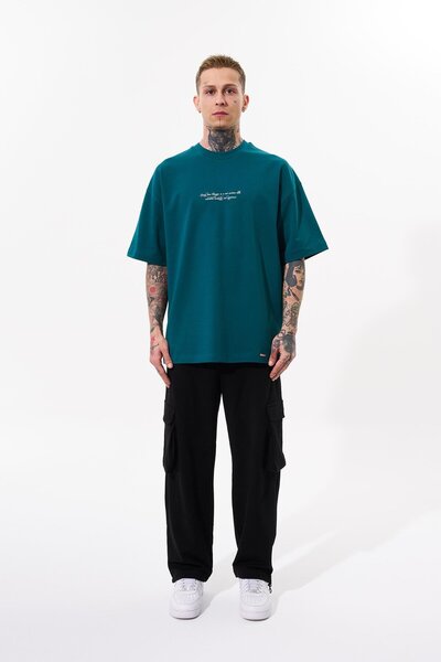 Machinist Ανδρικό μπλουζάκι Snake Aplique με στάμπα Oversize Petrol Green