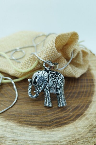 Balzamin Design قلادة من الفولاذ المقاوم للصدأ على شكل فيل هندي فضية اللون لا...