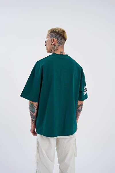 Machinist Ανδρικό μπλουζάκι Born Again Eye Printed Oversize Petrol Green T-shirt