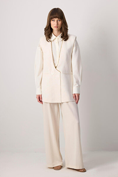 Touché Privé Taş Detaylı Keten Yelek