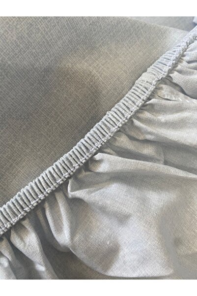 CANDAN ÇEYİZ Gray Floral Patterned Elastic Duvet Cover Set - Double 6 Pieces (Double Duvet Cover Set)