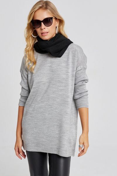 Cool & Sexy Жіноча сіра трикотажна туніка YV110