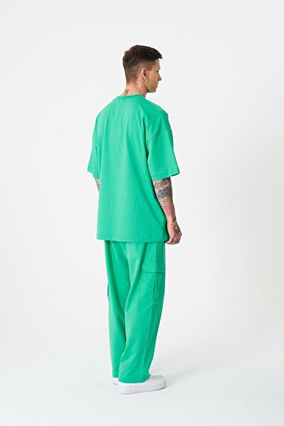 Machinist Ανδρικό μπλουζάκι με στάμπα ροζ Panther Oversize ανοιχτό πράσινο