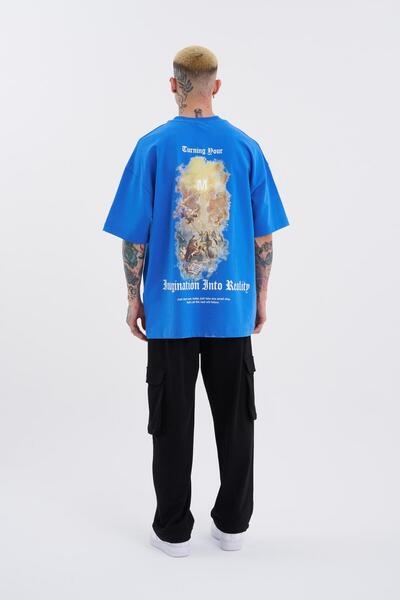 Machinist Ανδρικό μπλουζάκι Oversize Μπλε - Τυπωμένο Περιστροφή της Φαντασίας σας