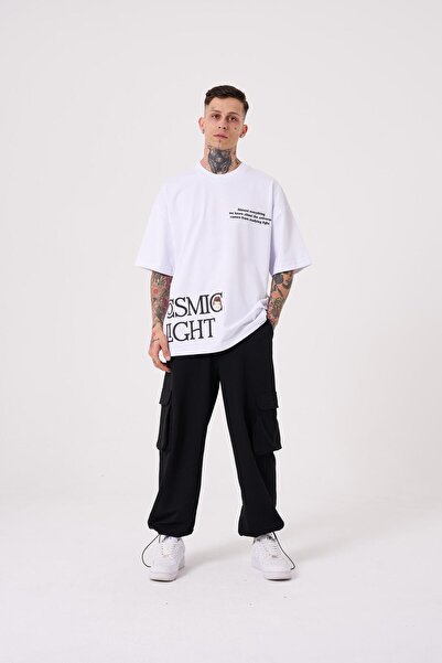 Machinist Ανδρικό λευκό μπλουζάκι Cosmic Light Printed Oversize