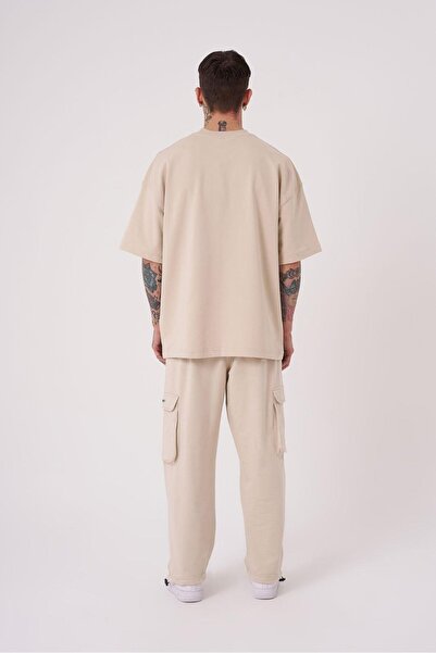 Machinist Ανδρικό μπλουζάκι με στάμπα λουλουδιών Oversize ανοιχτό μπεζ